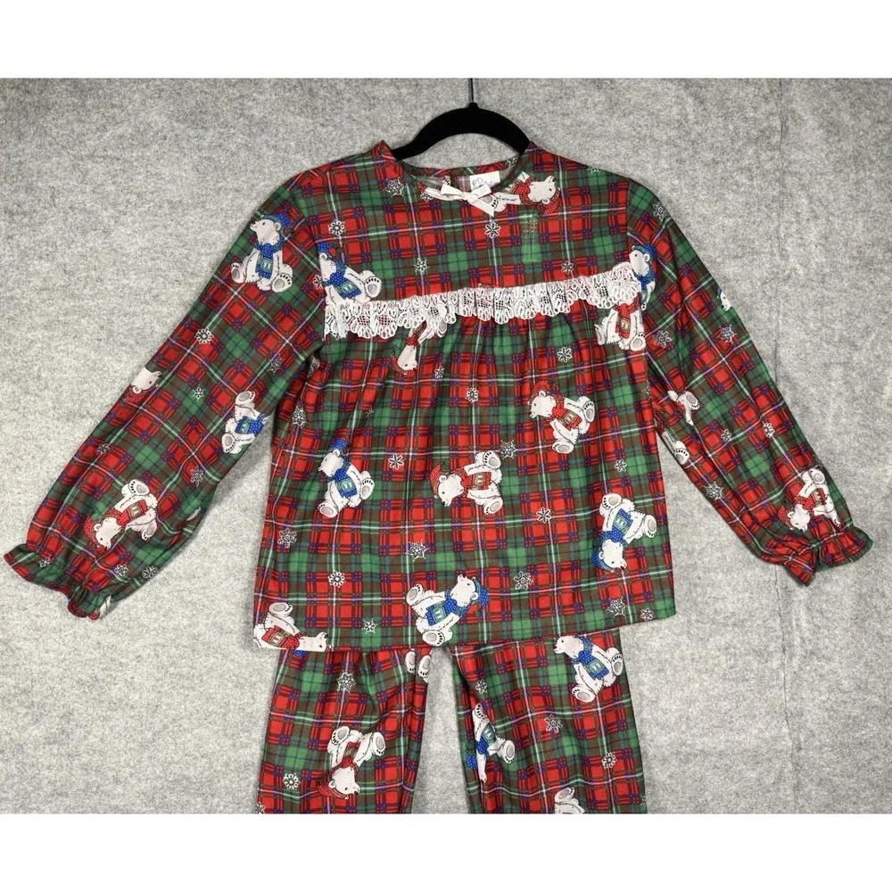 Vintage 90s Candlesticks Girls Size 10 Christmas Polar Bear Plaid New W/O Tags